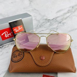 Ray-Ban Aviator Silver Pink Gradient Sunglasses Y4